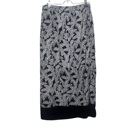 Blue Ginger Hawaiian Designs Black White Palm Print Midi Maxi Skirt Sz Medium - Picture 1 of 6